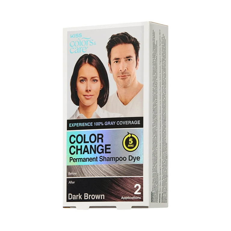 3 pack) KISS Color Change Permanent Shampoo Dye Hair Color All-in
