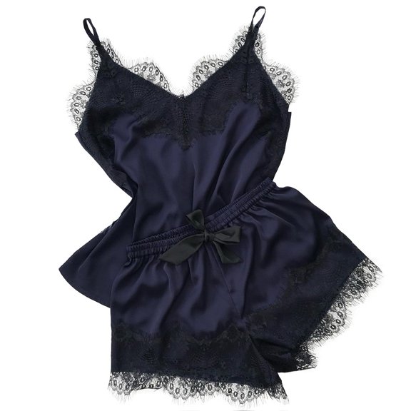 Lindreshi Lingerie Sets for Women 2pc Set New Sexy Satin Silk Pajamas Lingerie Women Underwear Sleepwear Satin