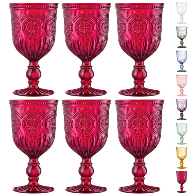 Set de 6 copas de vino vintage hechas a mano de Yungala Red Goblets