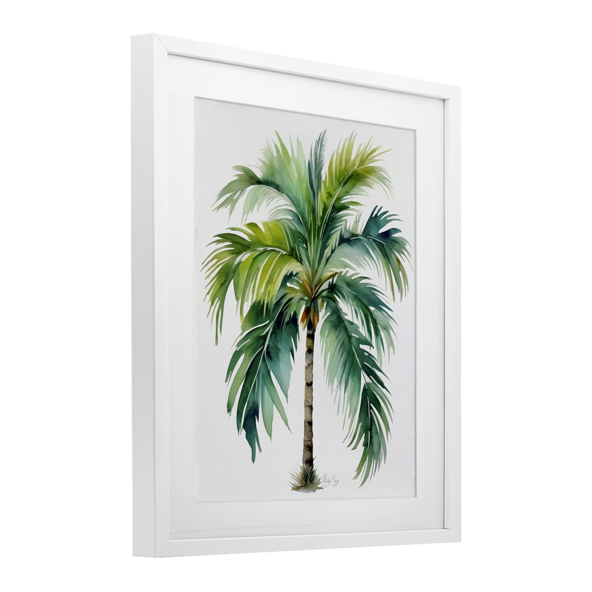 Stupell Industries Lagoon Majesty Palm White Framed Print Under Glass, design by Shelly Craig