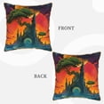 thumbnail image 3 of Xecao Abstract Tree Castle Print Soft Velvet Decorative Throw Pillow Covers, Square Cushion Cases for Bed, Sofa, Living Room, Car, and Indoor Outdoor Use-16"x16", 3 of 8