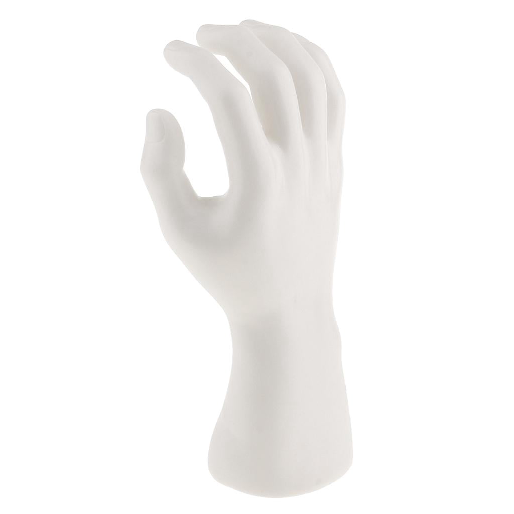 Dualoai 2 Pieces Male Mannequin Right Hand for Jewelry Bracelet Watch Ring Display 2pcs White