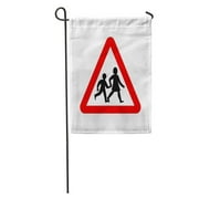 POGLIP Road School Sign UK Children Crossing Street Safety Traffic Kids Garden Flag Decorative Flag House Banner 12x18 inch
