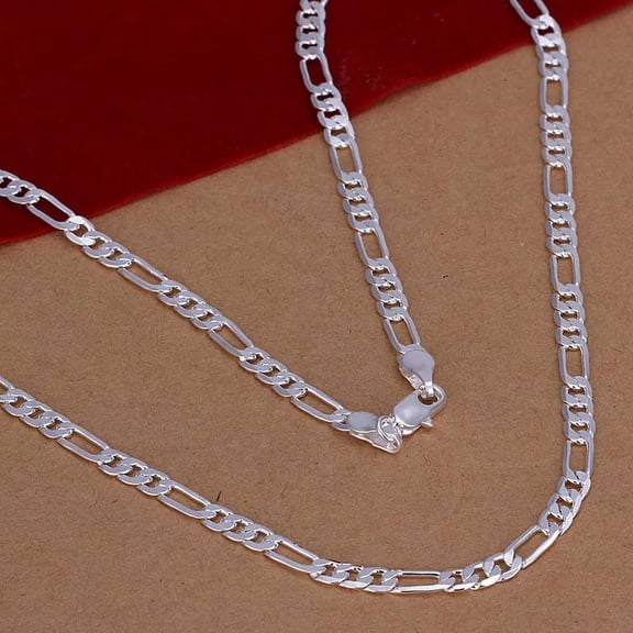 HOOUN Stainless Steel Silver 26'' 6mm Chain Fashion Men Figaro Link Flat Necklace