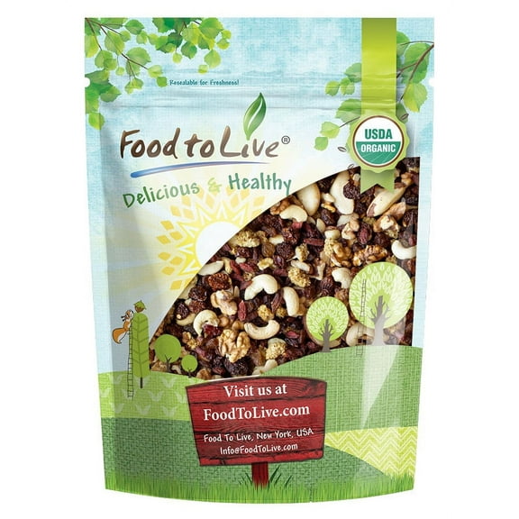 Organic Raw Super Nuts and Berries Trail Mix, 2 Pounds - Non-GMO, Bulk - Food to Live