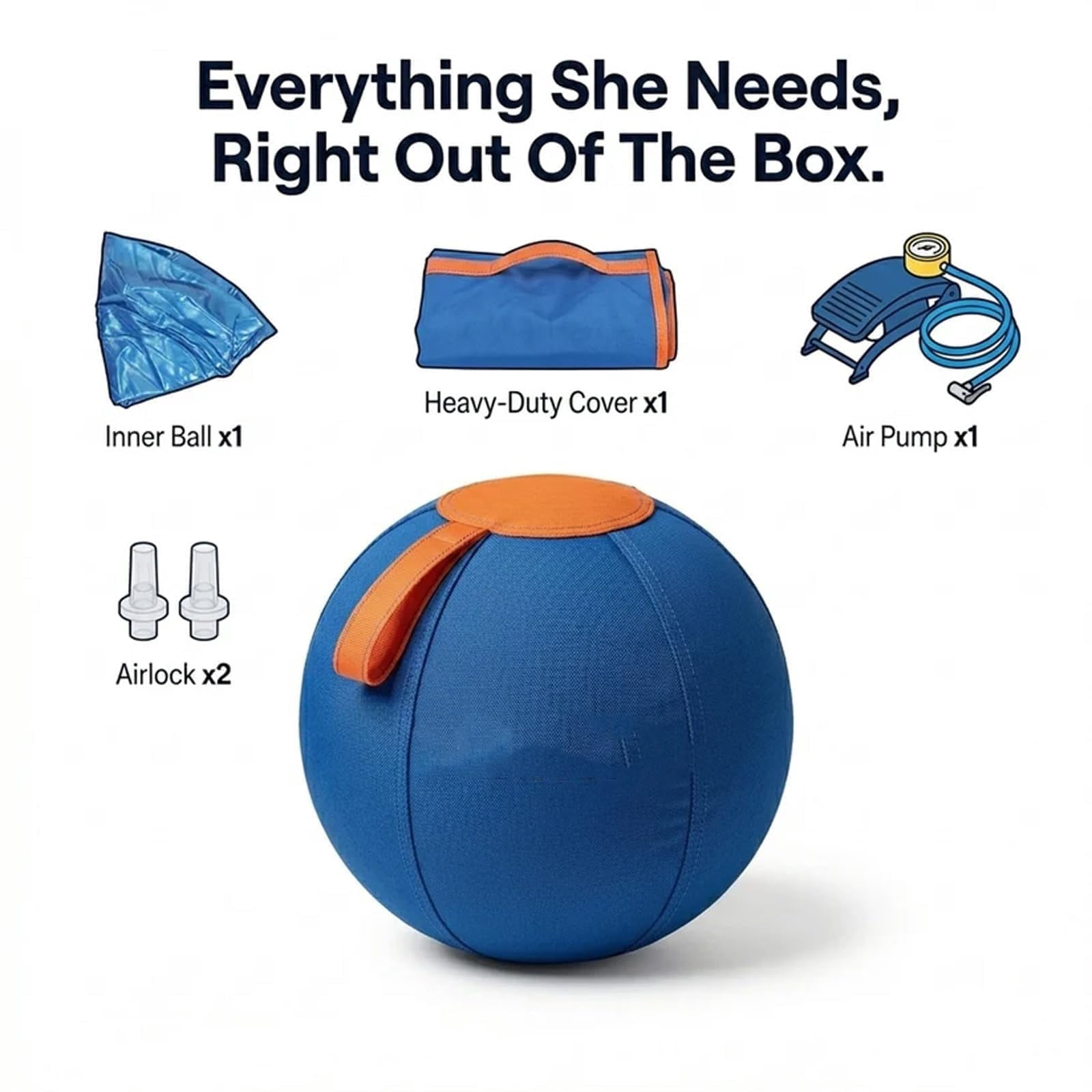 Bsklri Herding Ball, Complete Tear-Resistant Herding Ball for Dogs, Inflatable Interactive Pet Training Play Balls, Tough Chew-Resistant Outdoor Exercise Gear for Large Breeds & Horses