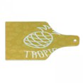 thumbnail image 1 of Yellow Cutting Board, Little Tropical Exotic Pineapples Hawaiian Fun Summertime Seasonal, Decorative Tempered Glass Cutting and Serving Board, Wine Bottle Shape, Yellow White, by Ambesonne, 1 of 1
