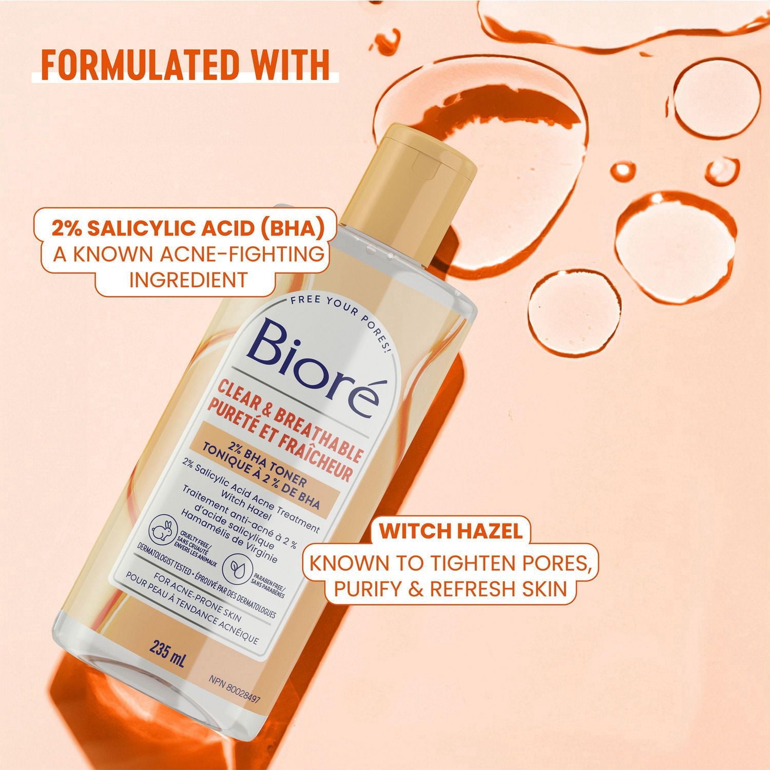 Astringent purifiant pour les pores de Bioré, 235mL