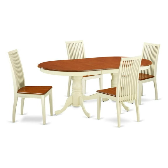 PLIP5-WHI-W 5-Piece Dining room set with one Parfait dining table and 4 kitchen chairs in a Buttermilk & Cherry Finish