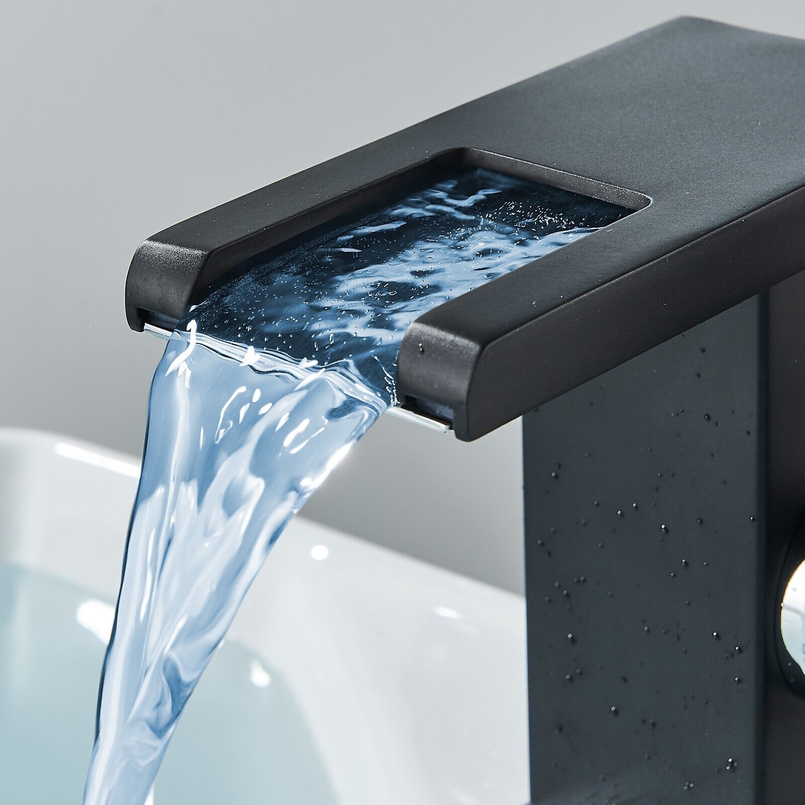 Black LED Bathroom Sink Basin Faucet 1hole Single Handle Lavatory Vanity Mixer