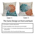 thumbnail image 6 of Teal Orange Pillow Covers 16x16 Dahlia Flower White Gray Elegant Colored Throw Pillows Farmhouse Outdoor Decor for Home Living Room Sofa Bed Modern Floral Linen Square Cushion Case, Set of 2, 6 of 6