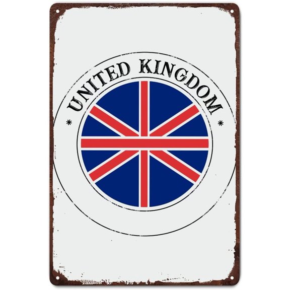 Retro United Kingdom Metal Sign, United Kingdom Flag Tin Sign Indoor Or Outdoor, Man Cave Garage Vintage Metal Signs, Patriotic Country Souvenir Aluminum Sign 8"x12"
