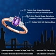 thumbnail image 2 of Gem Stone King 18K Rose Gold Plated Silver Purple Amethyst and White Zirconia Engagement Ring for Women | 1.40 Cttw | Oval Checkerboard 7X5MM | Gemstone February Birthstone | Size 7, 2 of 6