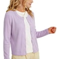 thumbnail image 2 of WAVSUF Girls Sweater Jacket Lightweight Long Sleeve Crew Neck Comfort Soft Fall Thin Style Cardigan Purple 7-8, 2 of 8