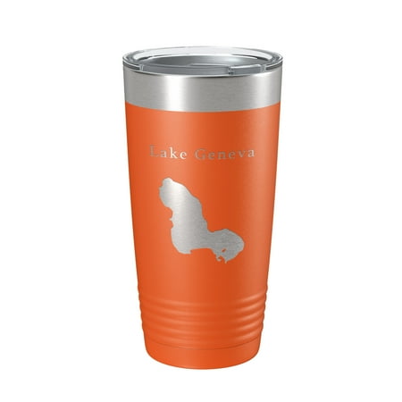 

Lake Geneva Map Tumbler Travel Mug Insulated Laser Engraved Coffee Cup Florida 20 oz Orange