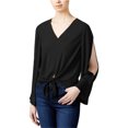 thumbnail image 1 of Blusa de punto con lazo en la parte delantera Rachel Roy negro mediano, 1 of 1