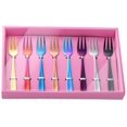 thumbnail image 2 of QIBORUN 18/10 Dinner Forks 5.5 inch Appetizers Desert Forks Finished Tasting Cocktail Mini Salad Fork Set Fruit Fork Children Fork 12 Pack, Mix Color, 2 of 8