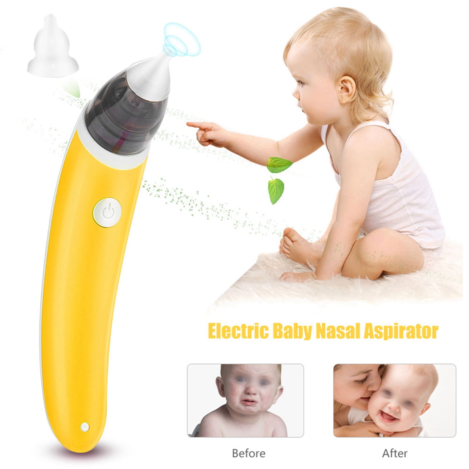 M Buder Electric Baby Nasal Aspirator Nose Cleaner Snot Cleaning Nasal Suction Machine with 5 Gears and Silicone Tips, 7.8 inches / 19.8 cm, Yellow[cite: 1]