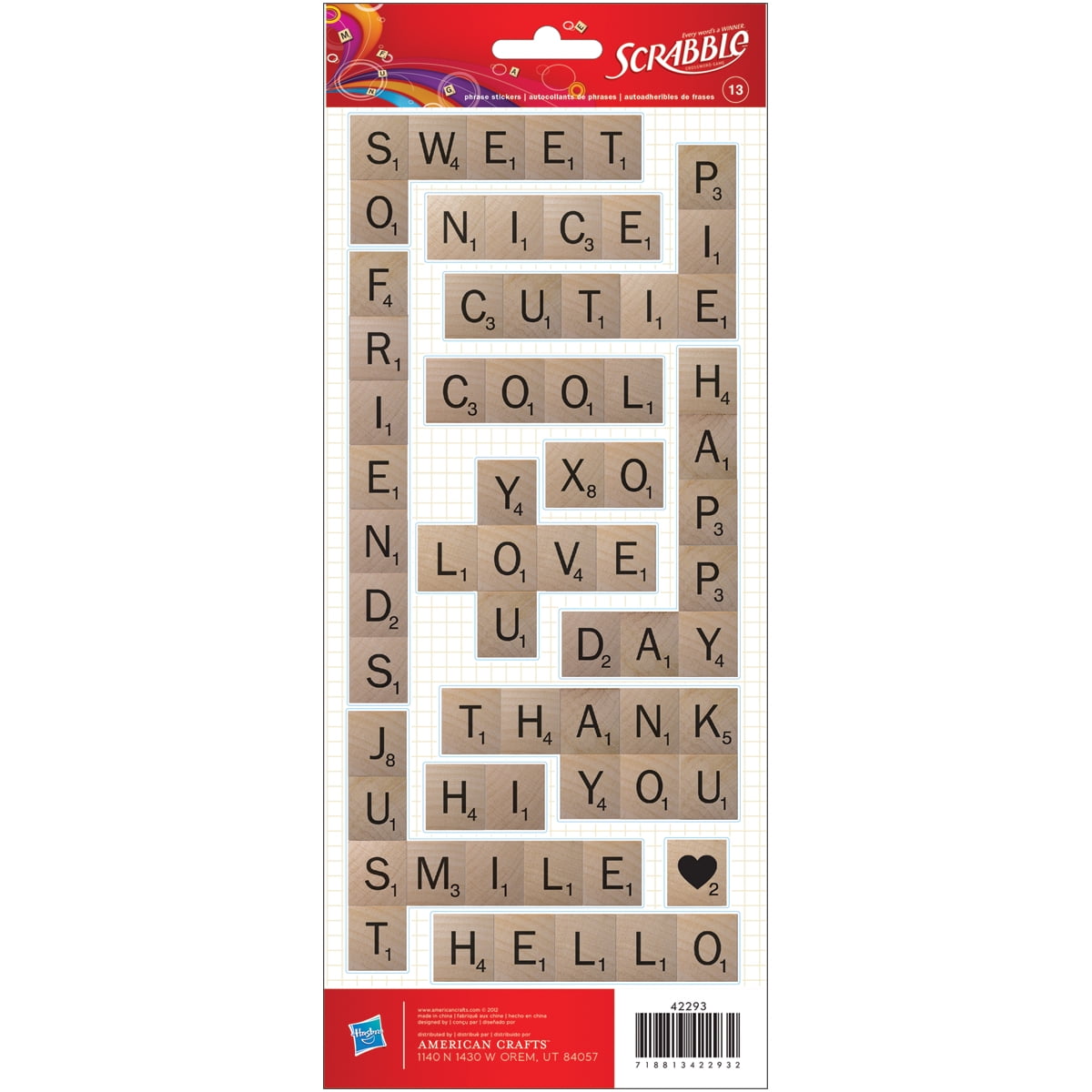 Cardstock Stickers 4 75 X 12 Sheet Scrabble Walmart Com