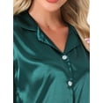 thumbnail image 5 of DARING DIVA Satin Silky Pajamas Button Down 2 Pieces Sleepwear S Green, 5 of 7