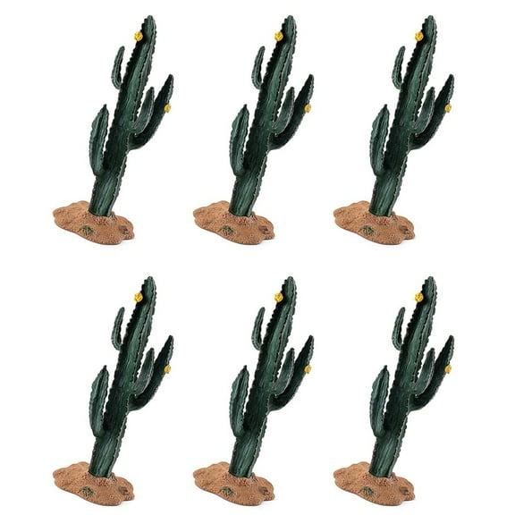 6X Simulation Green Plant Cactus Tree Baobab Model DIY Scene Props for Cognitive Toys Small Yellow Flower Cactus