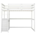 thumbnail image 5 of Harper & Bright Designs Twin Size Loft Bed with Desk, Shelves and Two Built-in Drawers, Wooden Space-Saving Loft Bed Frame for Boys Girls, White, 5 of 11