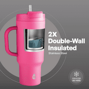 TAL 40oz Stainless Steel Hudson Tumbler with Straw, Pink
