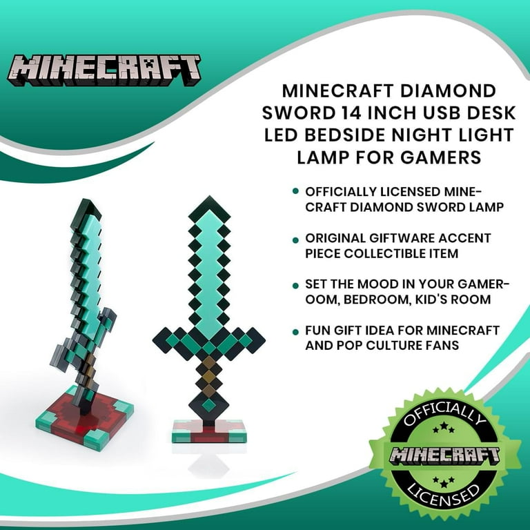Minecraft Diamond Sword 14 Inch USB Desk LED Bedside Night Light