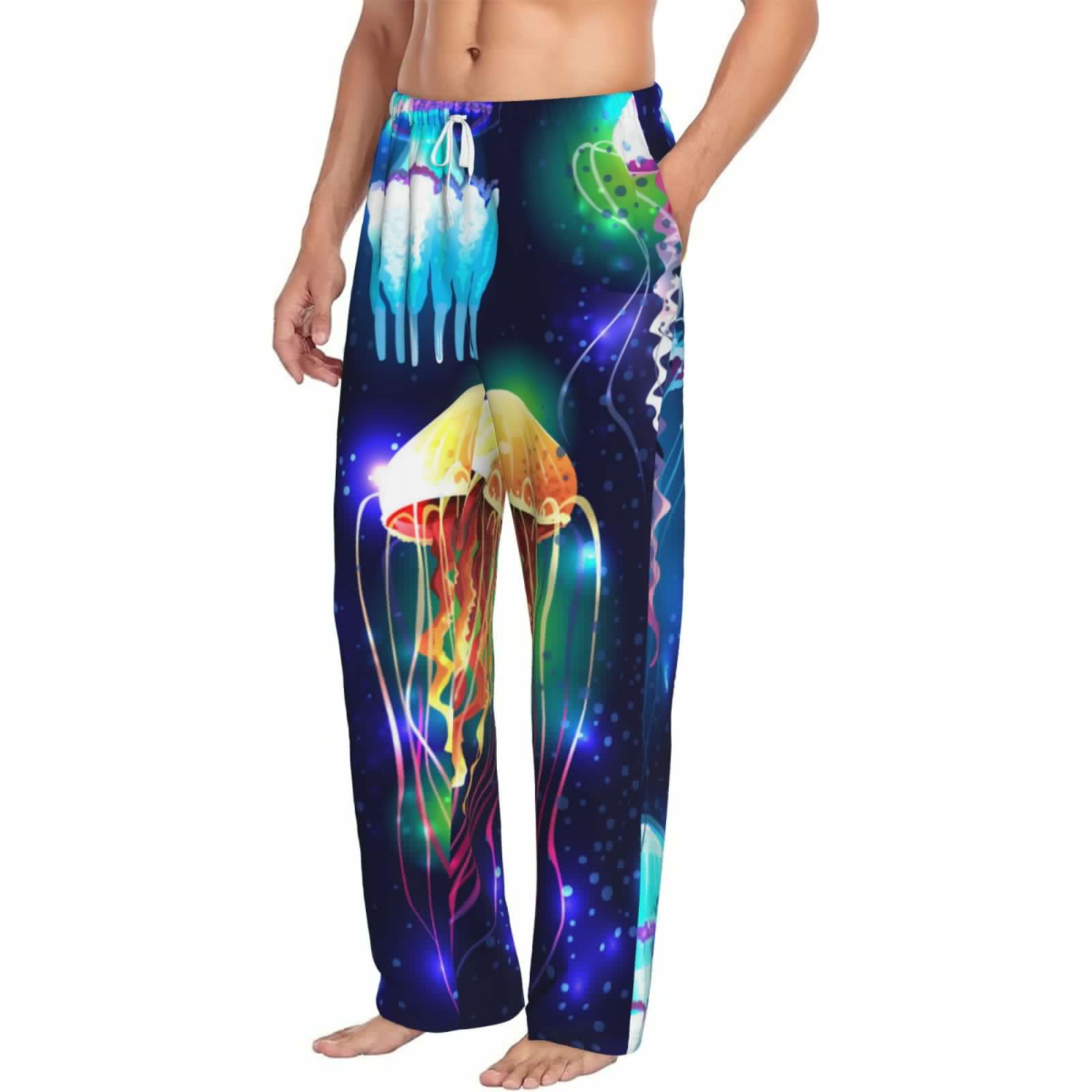 thumbnail image 2 of Bingfone Transparent Jellyfishes Mens All Over Print Sleep Pajama Pants-Large, 2 of 9