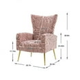 thumbnail image 7 of Accent Chair, Curved Tufted Accent Chair with Metal Gold Legs, Velvet Upholstered Arm Club Leisure Modern Chair for Living Room Bedroom Patio, Mid-Century Comfy Reading Chair, Pink, 7 of 7
