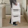thumbnail image 4 of ToppiJoy 3-Layer Folding Step Ladder, Portable Folding Wooden Step Stool, 4 of 13