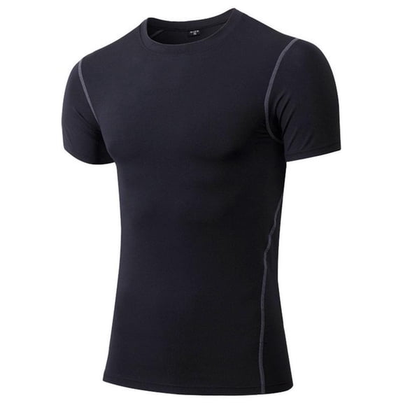 LTTVQM Men's Compression Shirts Short Sleeve Athletic Workout Tops Quick Dry T Shirt Summer Comfort Base Layer Undershirt Black S