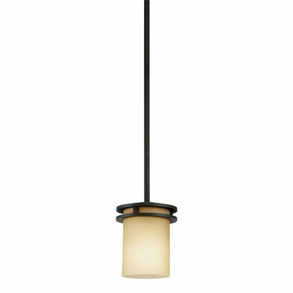 1-Light Minimalist Mini Pendant Light Fixture in Old Bronze with Satin Etched Cased Opal 5.25 inches W X 7.5 inches H-Olde Bronze Finish Bailey Street