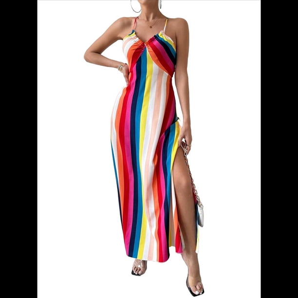 Vestido de Tirantes Finos para Mujer, Vestido de Verano, Pareo , Informal, Color XXL