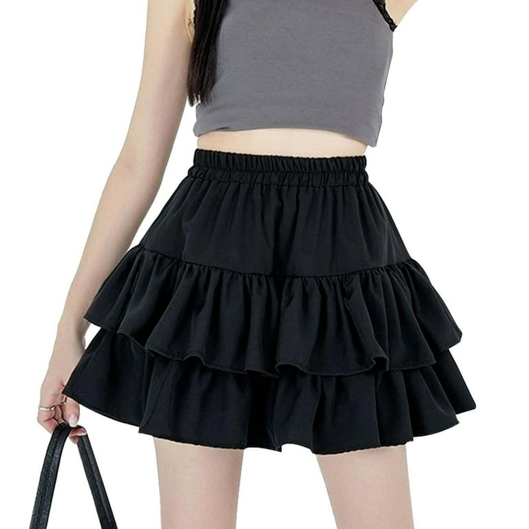 Dpytoraw Black Mini Skirt High Waisted Ruffle Skirt Black Skirt