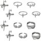 thumbnail image 1 of 12 piezas de 6 estilos de anillos de plata vintage con forma de estrella y diamantes de imitación de aleación, anillos apilables para el dedo, anillos gruesos irregulares ajustables para el dedo., 1 of 5