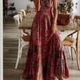 thumbnail image 1 of Vestido Largo Con Cuello De Volantes Y Estampado Floral, Vestidos Largos De Verano Con Cintura De Manga Corta Boho, Ropa De Mujer, 1 of 4