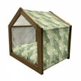 thumbnail image 2 of Leaf Pet House, Tropic Exotic Palm Tree Leaves Natural Botanical Spring Summer Contemporary Graphic, Outdoor & Indoor Portable Dog Kennel with Pillow and Cover, 5 Sizes, Green Ecru, by Ambesonne, 2 of 5