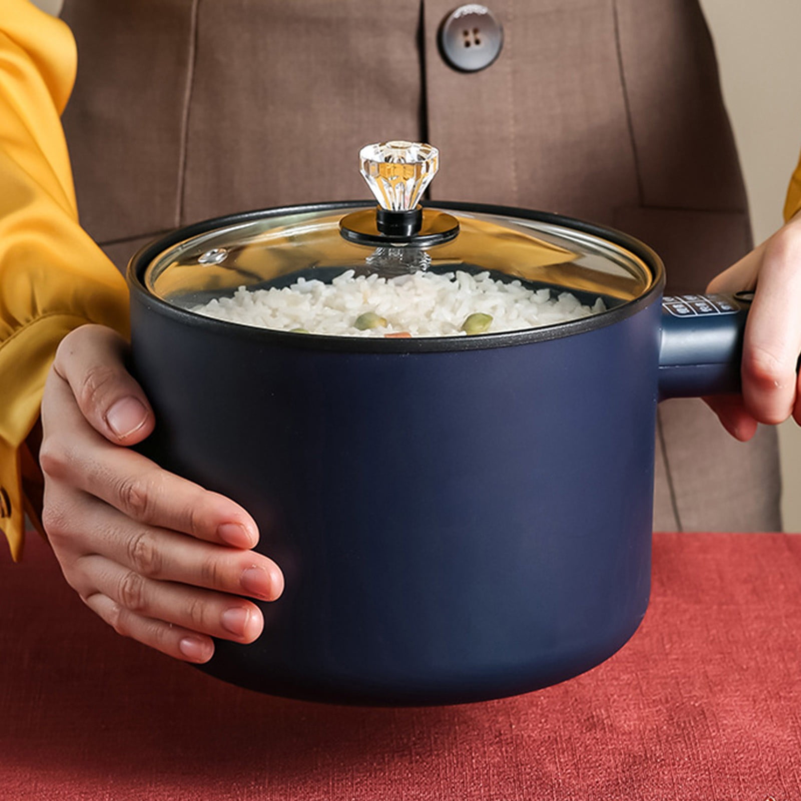 Multifunctional Electric Pot, Portable Cooker for Rice, Pasta, Soup, 1.8L Capacity, 450W Power, Non-Stick Ceramic Coating, Overheat Protection, Ideal for Dorms, Office, Camping