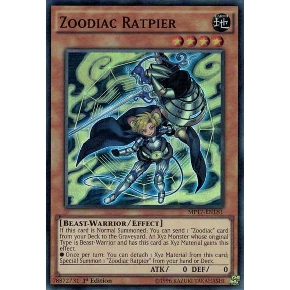 YuGiOh 2017 Mega-Tin Mega Pack Super Rare Zoodiac Ratpier MP17-EN181