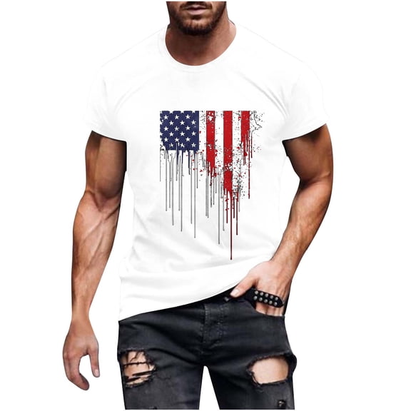 LWITHSZG Big and Tall Patriotic Shirts for Men American Flag Short Sleeve Graphic Tees Summer Going Out Tops 4th of July Outfits M-5XL