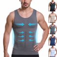 thumbnail image 2 of Men Sleeveless Compression Body Shaper Tank Top Tummy Contour Undershirt with Back Support,Gray,L, 2 of 4