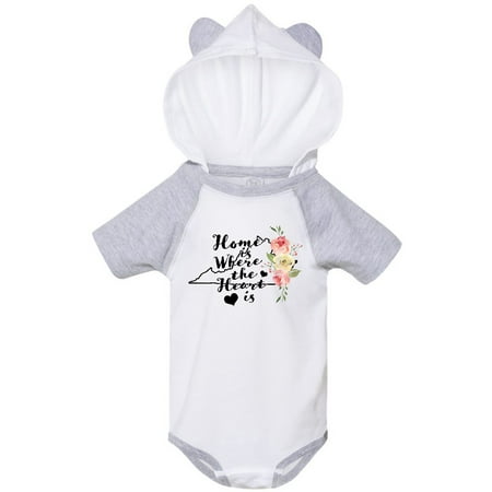 

Inktastic Virginia Home is Where The Heart is with Watercolor Floral Gift Baby Girl Bodysuit