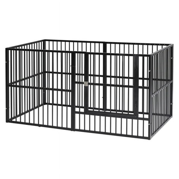 Walnest Dog Playpen,6 Panels 31.5" Height Metal Mesh Dog Fence Exercise Pen Dog Kennel with Doors,Foldable Detachable Multiple Shape Pet Puppy Playpen,Black