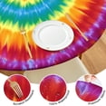 thumbnail image 4 of Colorful Rainbow Tie Dye Spiral Pattern Round Fitted Tablecloth with Elastic Edge,Dining Table Cover Waterproof,Outdoor Round Tablecloth for Camping,Dining,Indoor and Outdoor, 4 of 7