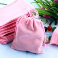 thumbnail image 2 of Bolsillo con cordón Sunnimix 50 piezas Rosado Bolsas de lazo de terciopelo, 2 of 8