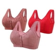 thumbnail image 1 of Bras for Women Embroidery Front Button Large Size Underwear Bra Without Steel Rim Plus Size Bra Red 50/115, 1 of 2