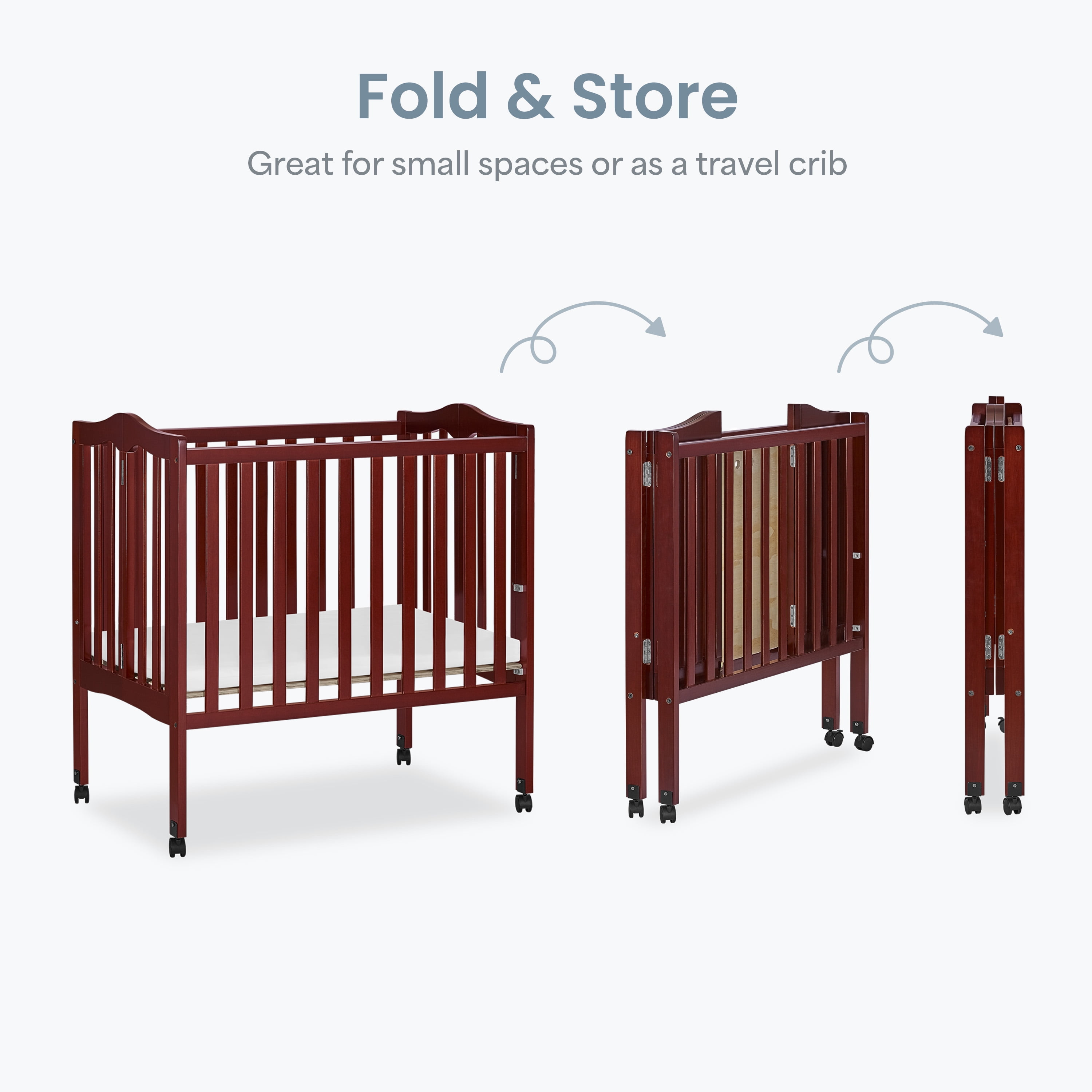 Dream On Me 2-in-1 Lightweight Folding Portable Crib, Cherry