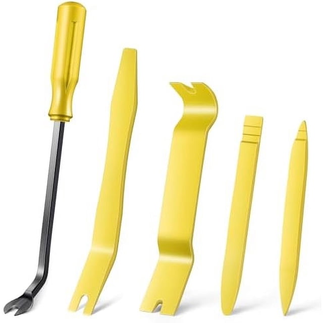 5 pcs Auto Trim Removal Tool Kit, No Scratch Plastic Pry Tool Kit - Interior Door Panel Clip Fastener Removal Set for Vehicle Dash Radio Audio Installer (Yellow) Yellow