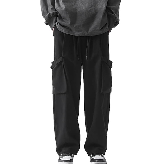 toraway Men's Casual Pants Stretch Waist Mens Casual Cargo Pants Relaxed Fit Lightweight Stretch Elastic Waist Drawstring Joggers Pants with Multi Pockets L